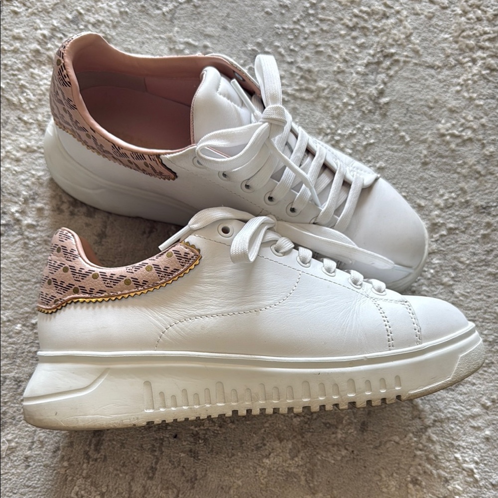 Women's White and Pink Sneakers